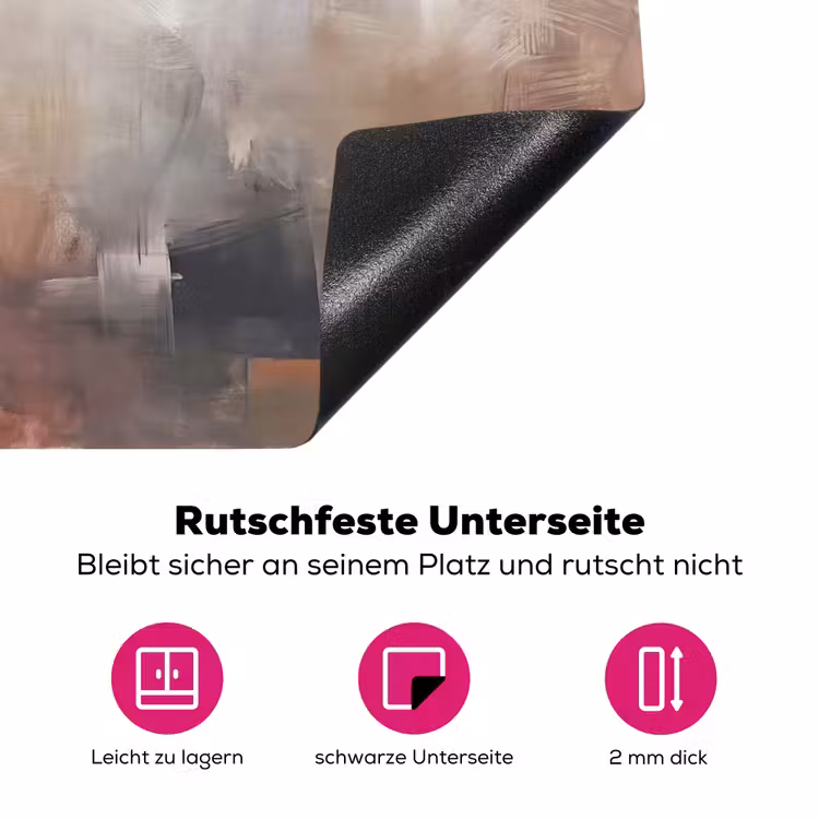 Abstract - Vloeiend - Kunst - Modern - Beige Inductie beschermer vinyl 3mm middel -zzzzzzz-lf-onderkant