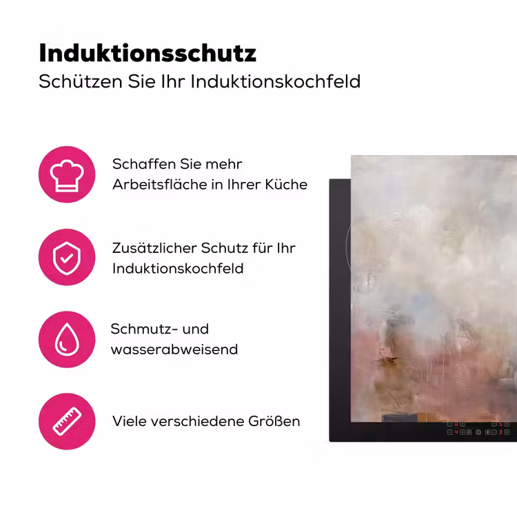 Abstract - Vloeiend - Kunst - Modern - Beige Inductie beschermer vinyl 3mm middel -zzzzzzz-lf-ups