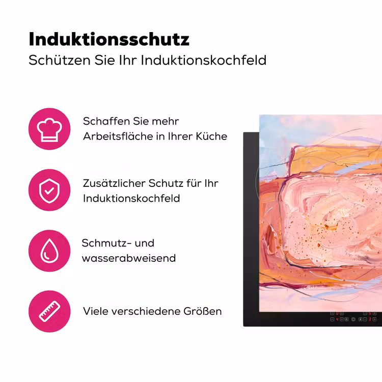 Abstract - Vormen - Modern - Roze Inductie beschermer vinyl 3mm middel -zzzzzzz-lf-ups