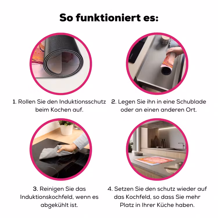 Abstract - Vormen - Modern - Roze Inductie beschermer vinyl 3mm middel -zzzzzzz-lf-werking