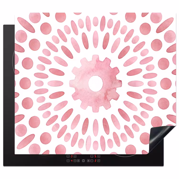 Abstract - Vormen - Patroon - Aquarel - Roze Inductie beschermer vinyl 3mm middel -3d