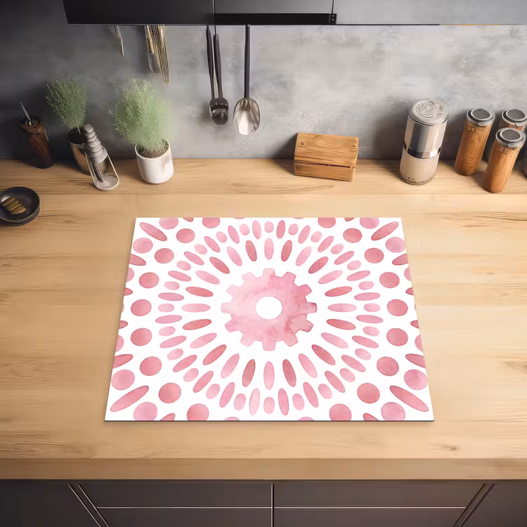 Abstract - Vormen - Patroon - Aquarel - Roze Inductie beschermer vinyl 3mm middel -sfeer5
