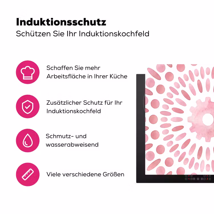 Abstract - Vormen - Patroon - Aquarel - Roze Inductie beschermer vinyl 3mm middel -zzzzzzz-lf-ups