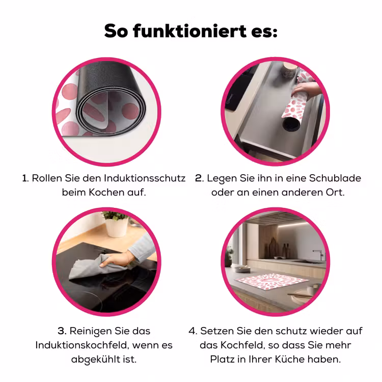 Abstract - Vormen - Patroon - Aquarel - Roze Inductie beschermer vinyl 3mm middel -zzzzzzz-lf-werking