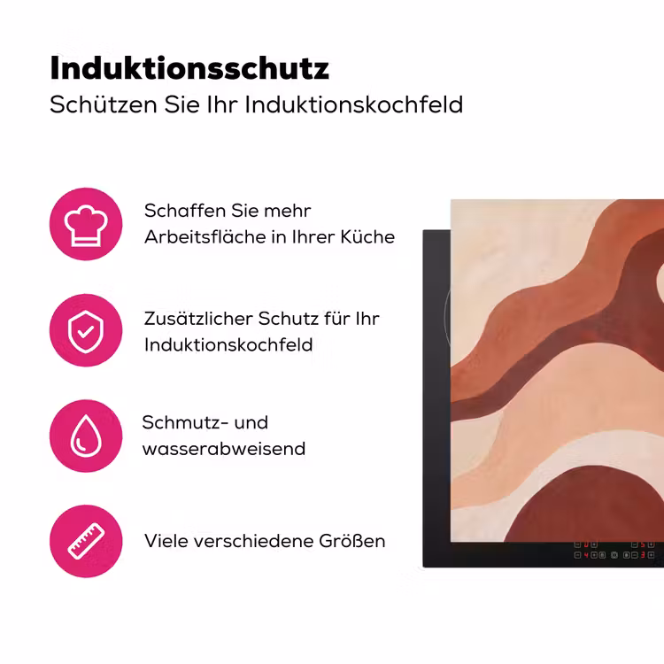 Abstract - Vormen - Organisch - Aardetinten - Modern Inductie beschermer vinyl 3mm klein -zzzzzzz-lf-ups