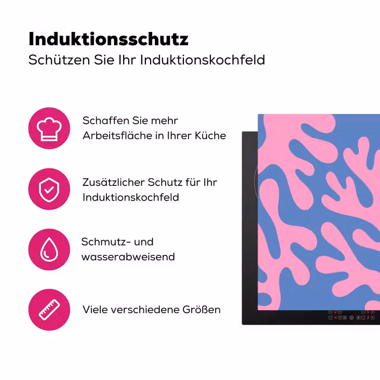 Abstract - Vormen - Roze - Blauw Inductie beschermer vinyl 3mm middel -zzzzzzz-lf-ups