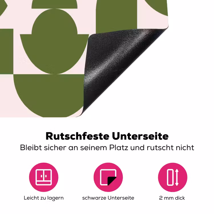 Abstract - Geometrie - Modern - Groen - Wit Inductie beschermer vinyl 3mm middel -zzzzzzz-lf-onderkant