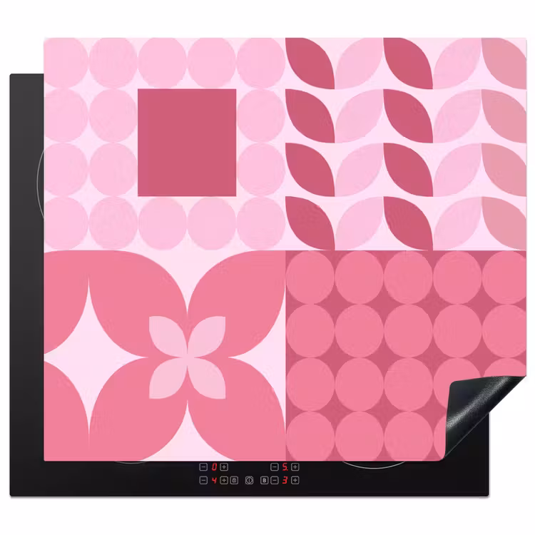 Abstract - Geometrisch - Patroon - Modern - Roze Inductie beschermer vinyl 3mm middel -3d