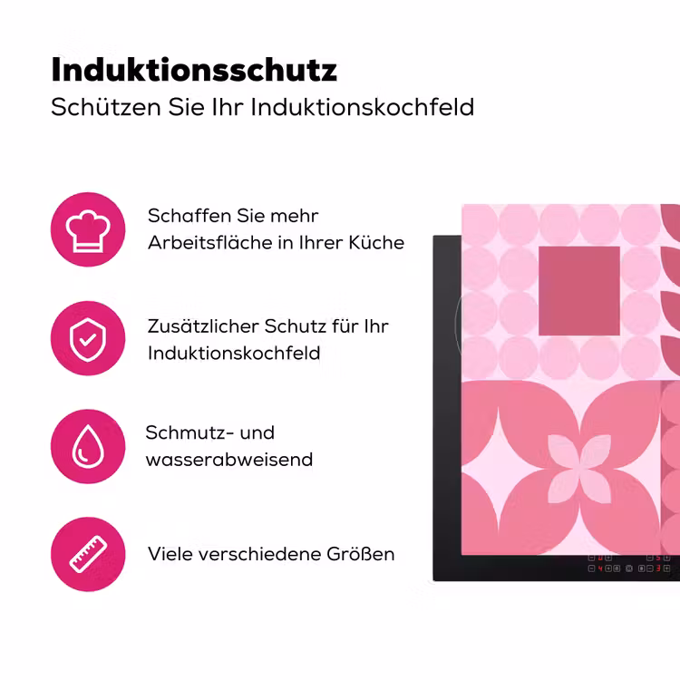 Abstract - Geometrisch - Patroon - Modern - Roze Inductie beschermer vinyl 3mm middel -zzzzzzz-lf-ups