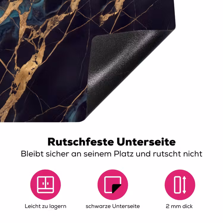 Abstract - Gouden lijnen - Kunst - Modern - Zwart Inductie beschermer vinyl 3mm middel -zzzzzzz-lf-onderkant