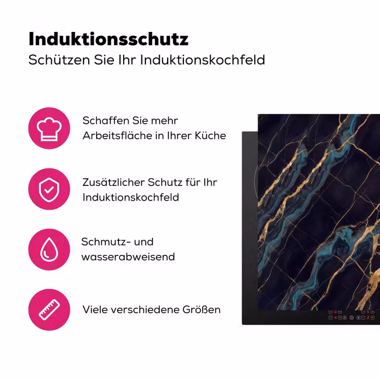 Abstract - Gouden lijnen - Kunst - Modern - Zwart Inductie beschermer vinyl 3mm middel -zzzzzzz-lf-ups