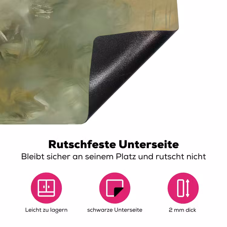 Abstract - Groen - Beige - Modern - Kunst Inductie beschermer vinyl 3mm middel -zzzzzzz-lf-onderkant