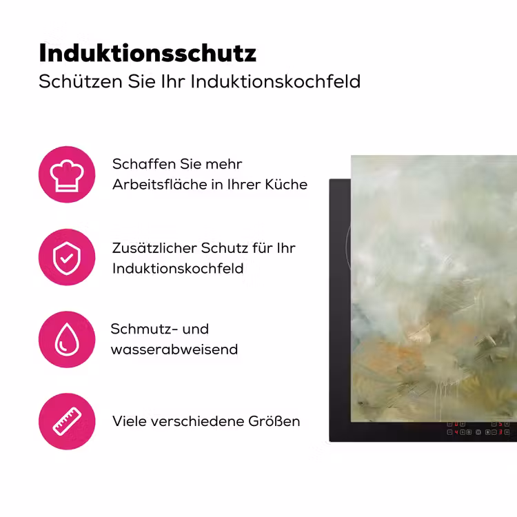 Abstract - Groen - Beige - Modern - Kunst Inductie beschermer vinyl 3mm middel -zzzzzzz-lf-ups