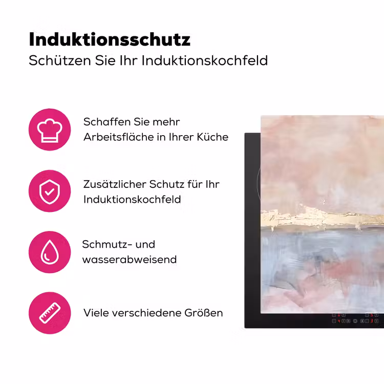 Abstract - Horizontaal - Kunst - Roze - Goud Inductie beschermer vinyl 3mm middel -zzzzzzz-lf-ups