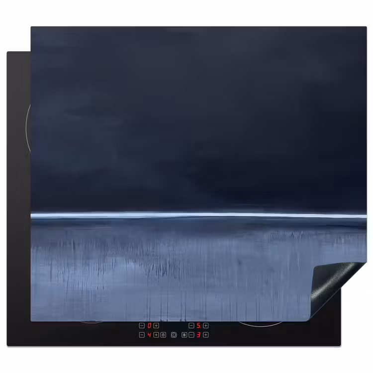 Abstract - Horizontale lijn - Minimalistisch - Donkerblauw - Kunst Inductie beschermer vinyl 3mm middel -3d