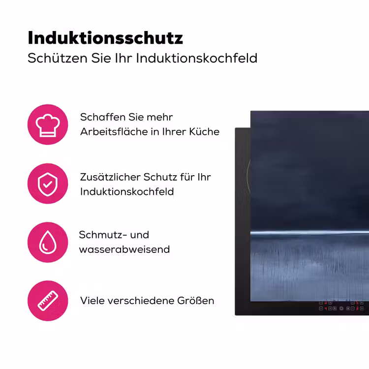 Abstract - Horizontale lijn - Minimalistisch - Donkerblauw - Kunst Inductie beschermer vinyl 3mm middel -zzzzzzz-lf-ups