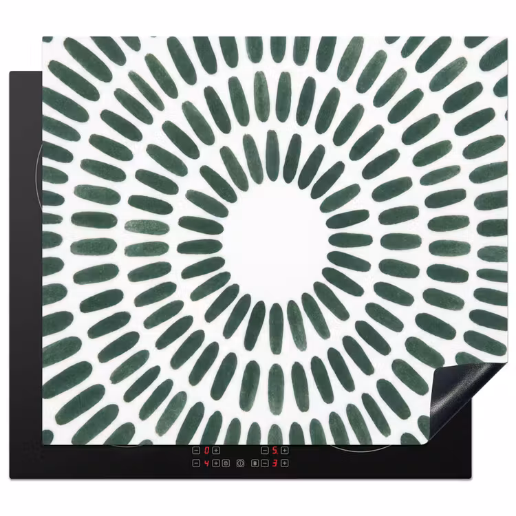 Abstract - Cirkel - Patroon - Modern - Groen Inductie beschermer vinyl 3mm middel -3d