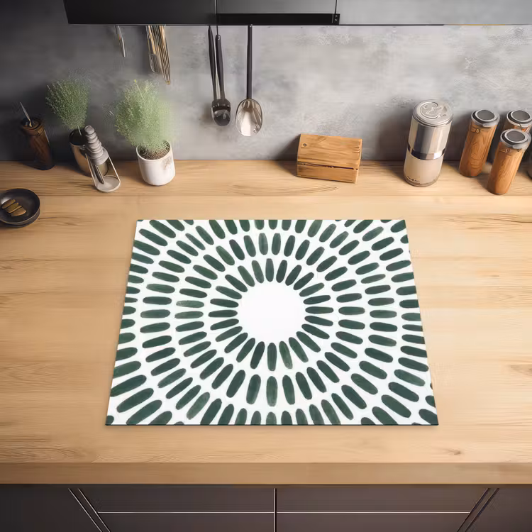 Abstract - Cirkel - Patroon - Modern - Groen Inductie beschermer vinyl 3mm middel -sfeer5