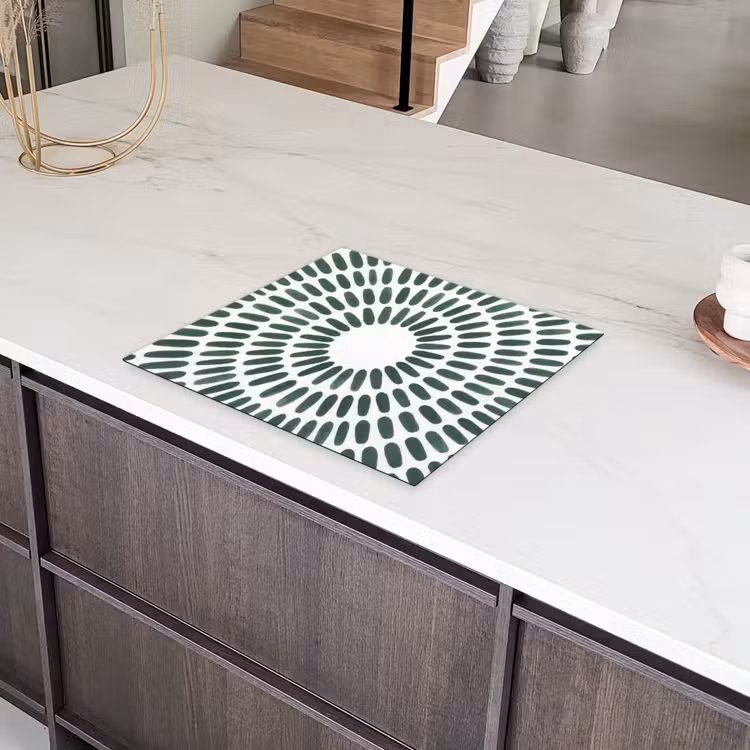 Abstract - Cirkel - Patroon - Modern - Groen Inductie beschermer vinyl 3mm middel -sfeer8