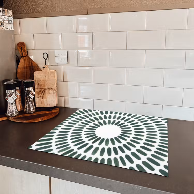 Abstract - Cirkel - Patroon - Modern - Groen Inductie beschermer vinyl 3mm middel -sfeer3