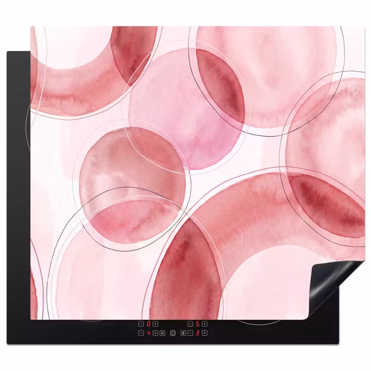 Abstract - Cirkels - Modern - Roze - Kunst Inductie beschermer vinyl 3mm middel -3d