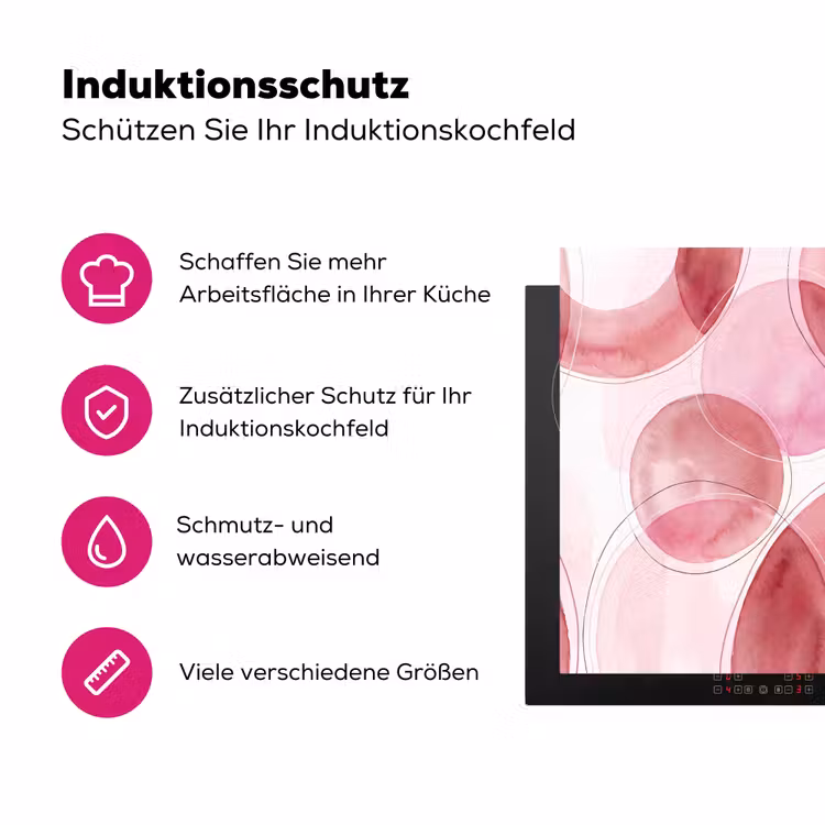 Abstract - Cirkels - Modern - Roze - Kunst Inductie beschermer vinyl 3mm middel -zzzzzzz-lf-ups