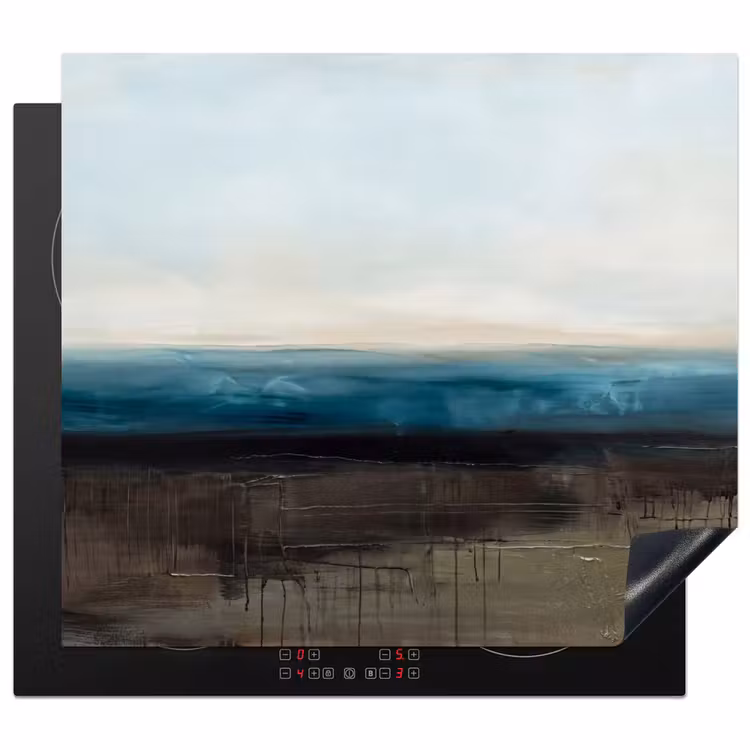 Abstract - Landschap - Horizon - Blauw - Modern Inductie beschermer vinyl 3mm middel -3d