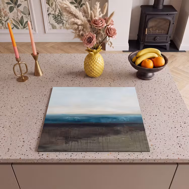 Abstract - Landschap - Horizon - Blauw - Modern Inductie beschermer vinyl 3mm middel -sfeer3