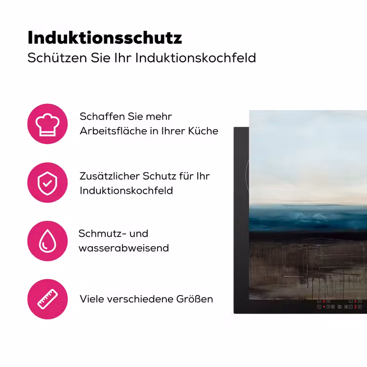 Abstract - Landschap - Horizon - Blauw - Modern Inductie beschermer vinyl 3mm middel -zzzzzzz-lf-ups