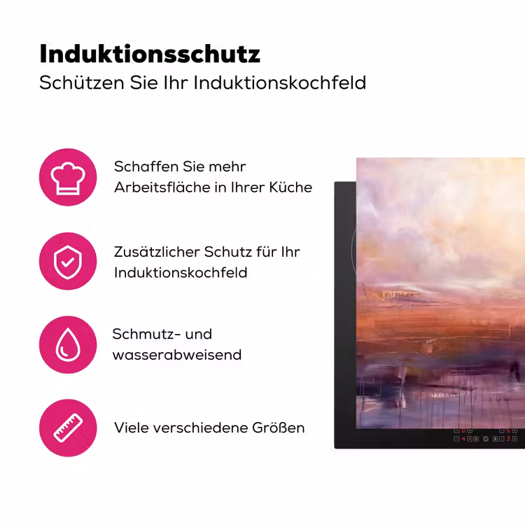 Abstract - Landschap - Modern - Paars - Oranje Inductie beschermer vinyl 3mm middel -zzzzzzz-lf-ups