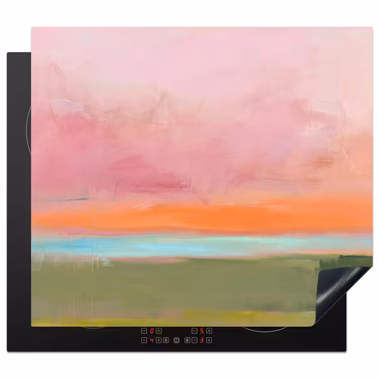 Abstract - Landschap - Modern - Roze - Oranje Inductie beschermer vinyl 3mm middel -3d