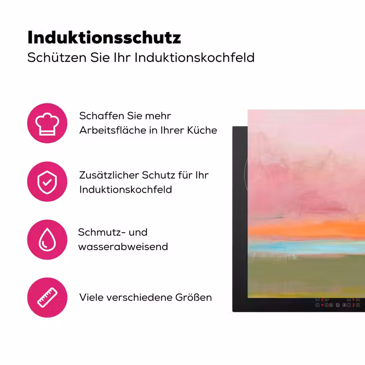 Abstract - Landschap - Modern - Roze - Oranje Inductie beschermer vinyl 3mm middel -zzzzzzz-lf-ups