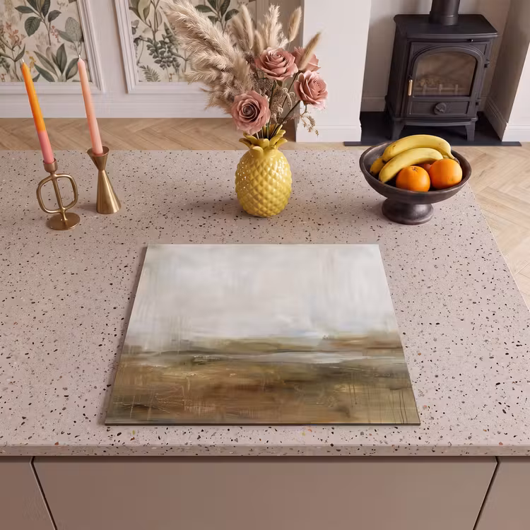 Abstract - Landschap - Natuur - Beige - Bruin Inductie beschermer vinyl 3mm middel -sfeer3