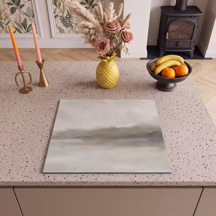 Abstract - Landschap - Nevel - Modern - Grijs Inductie beschermer vinyl 3mm middel -sfeer3