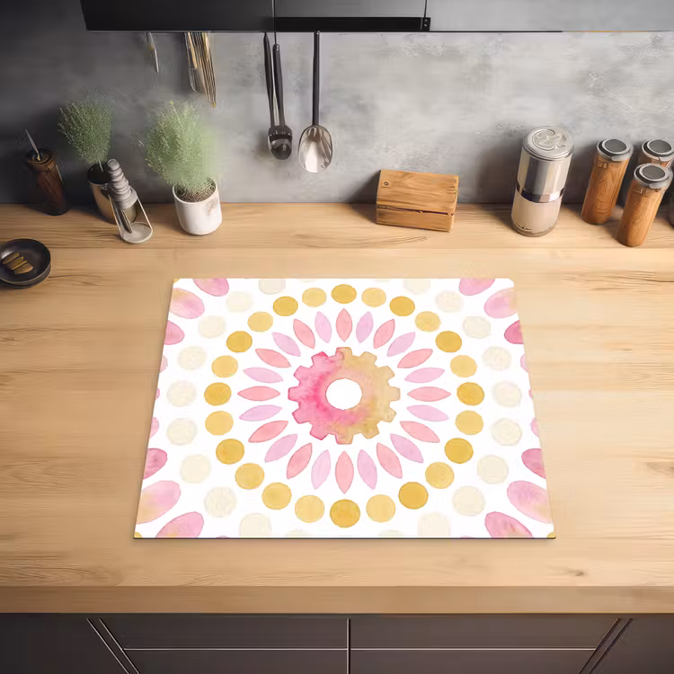 Abstract - Mandala - Kunst - Modern - Roze Inductie beschermer vinyl 3mm middel -sfeer5