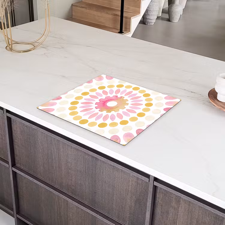 Abstract - Mandala - Kunst - Modern - Roze Inductie beschermer vinyl 3mm middel -sfeer8