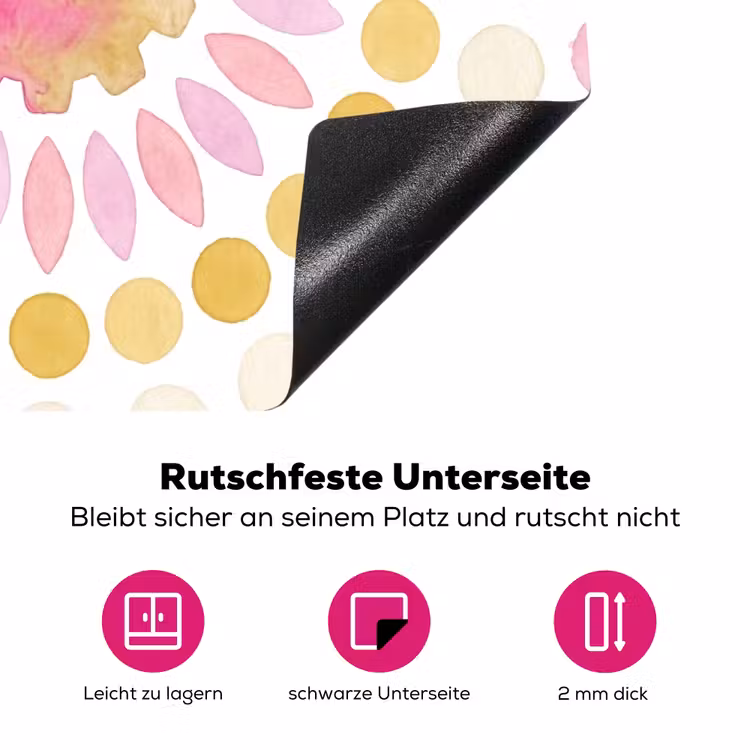 Abstract - Mandala - Kunst - Modern - Roze Inductie beschermer vinyl 3mm middel -zzzzzzz-lf-onderkant