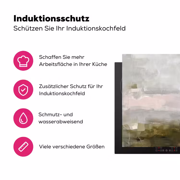 Abstract - Gelaagd - Kunst - Modern - Grijs-Groen Inductie beschermer vinyl 3mm middel -zzzzzzz-lf-ups