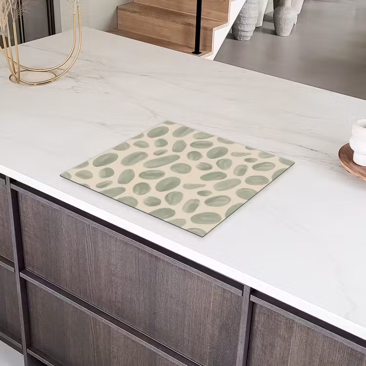 Abstract - Patroon - Organisch - Groen - Modern Inductie beschermer vinyl 3mm middel -sfeer8
