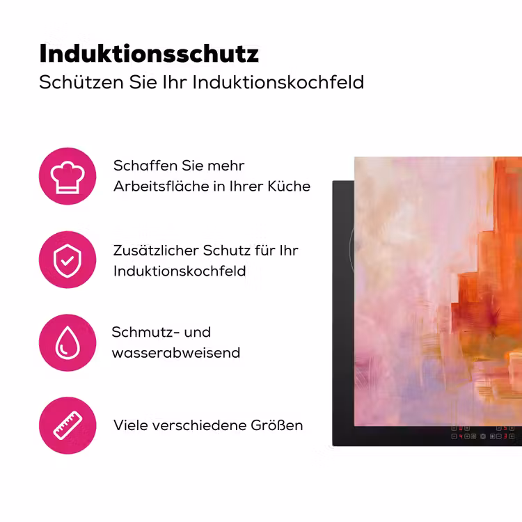 Abstract - Borstelstreken - Kunst - Paars - Goud Inductie beschermer vinyl 3mm middel -zzzzzzz-lf-ups