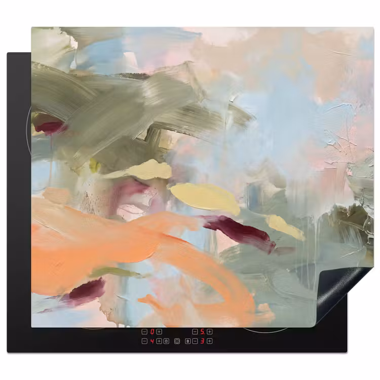 Abstract - Borstelstreken - Kunst - Modern - Pastel Inductie beschermer vinyl 3mm middel -3d