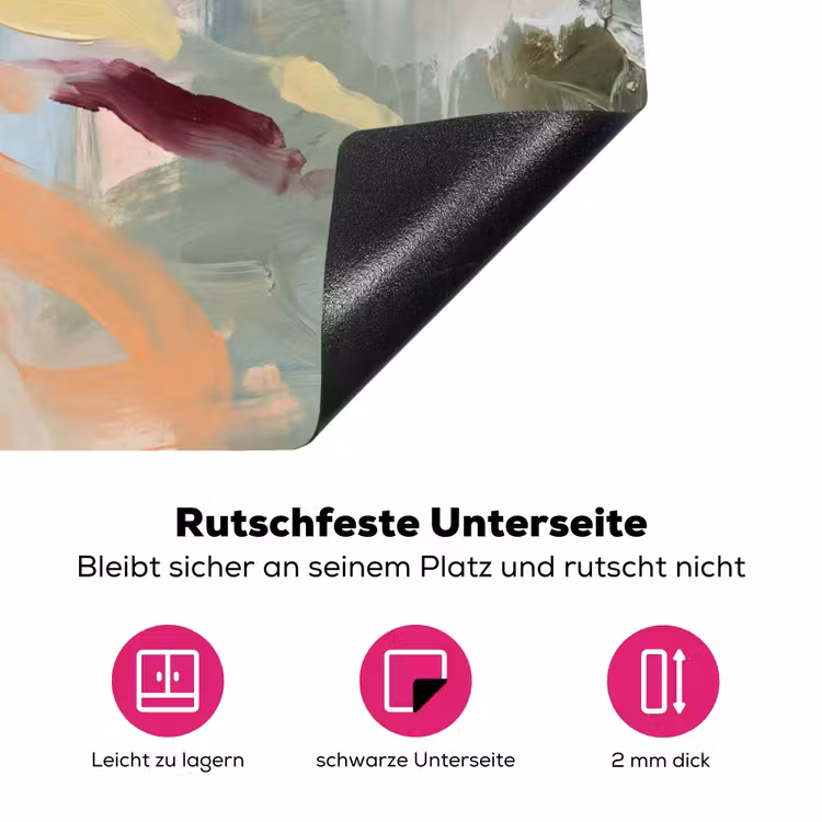 Abstract - Borstelstreken - Kunst - Modern - Pastel Inductie beschermer vinyl 3mm middel -zzzzzzz-lf-onderkant