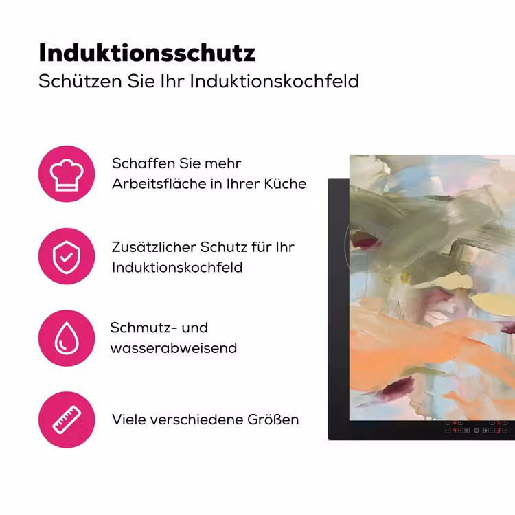 Abstract - Borstelstreken - Kunst - Modern - Pastel Inductie beschermer vinyl 3mm middel -zzzzzzz-lf-ups