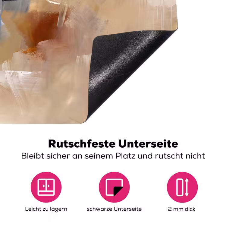 Abstract - Borstelstreken - Modern - Beige - Kunst Inductie beschermer vinyl 3mm middel -zzzzzzz-lf-onderkant