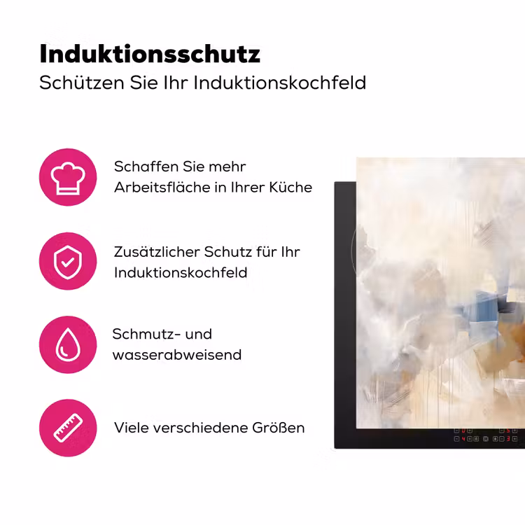 Abstract - Borstelstreken - Modern - Beige - Kunst Inductie beschermer vinyl 3mm middel -zzzzzzz-lf-ups