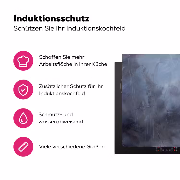 Abstract - Kwaststreken - Modern - Kunst - Grijs Inductie beschermer vinyl 3mm middel -zzzzzzz-lf-ups