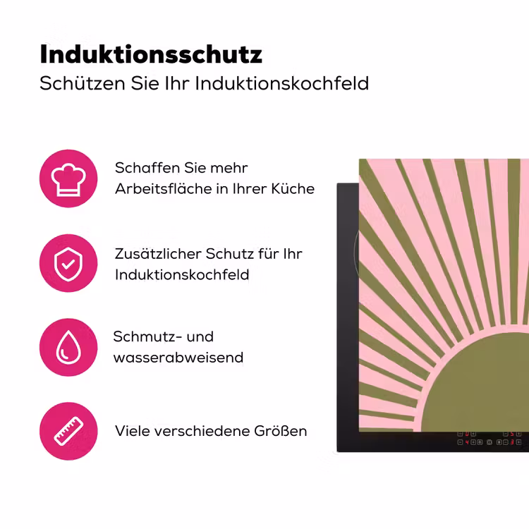 Abstract - Stralen - Grafisch - Roze - Groen Inductie beschermer vinyl 3mm middel -zzzzzzz-lf-ups