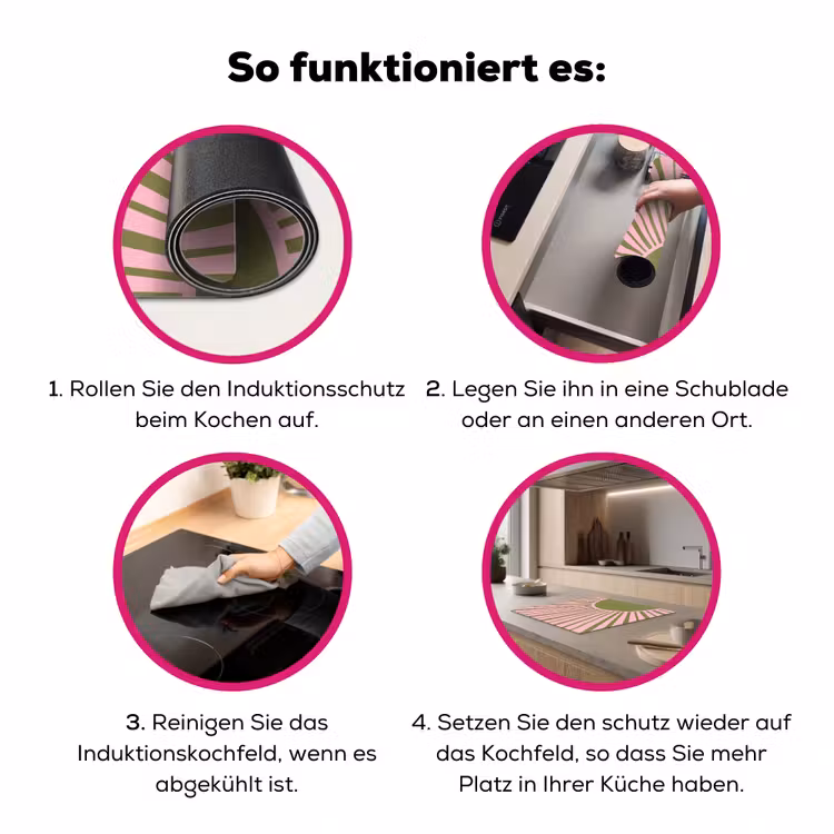 Abstract - Stralen - Grafisch - Roze - Groen Inductie beschermer vinyl 3mm middel -zzzzzzz-lf-werking