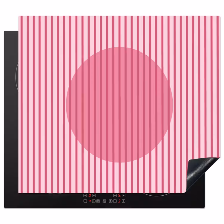 Abstract - Strepen - Ovaal - Roze - Modern Inductie beschermer vinyl 3mm middel -3d