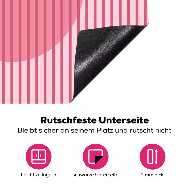 Abstract - Strepen - Ovaal - Roze - Modern Inductie beschermer vinyl 3mm middel -zzzzzzz-lf-onderkant